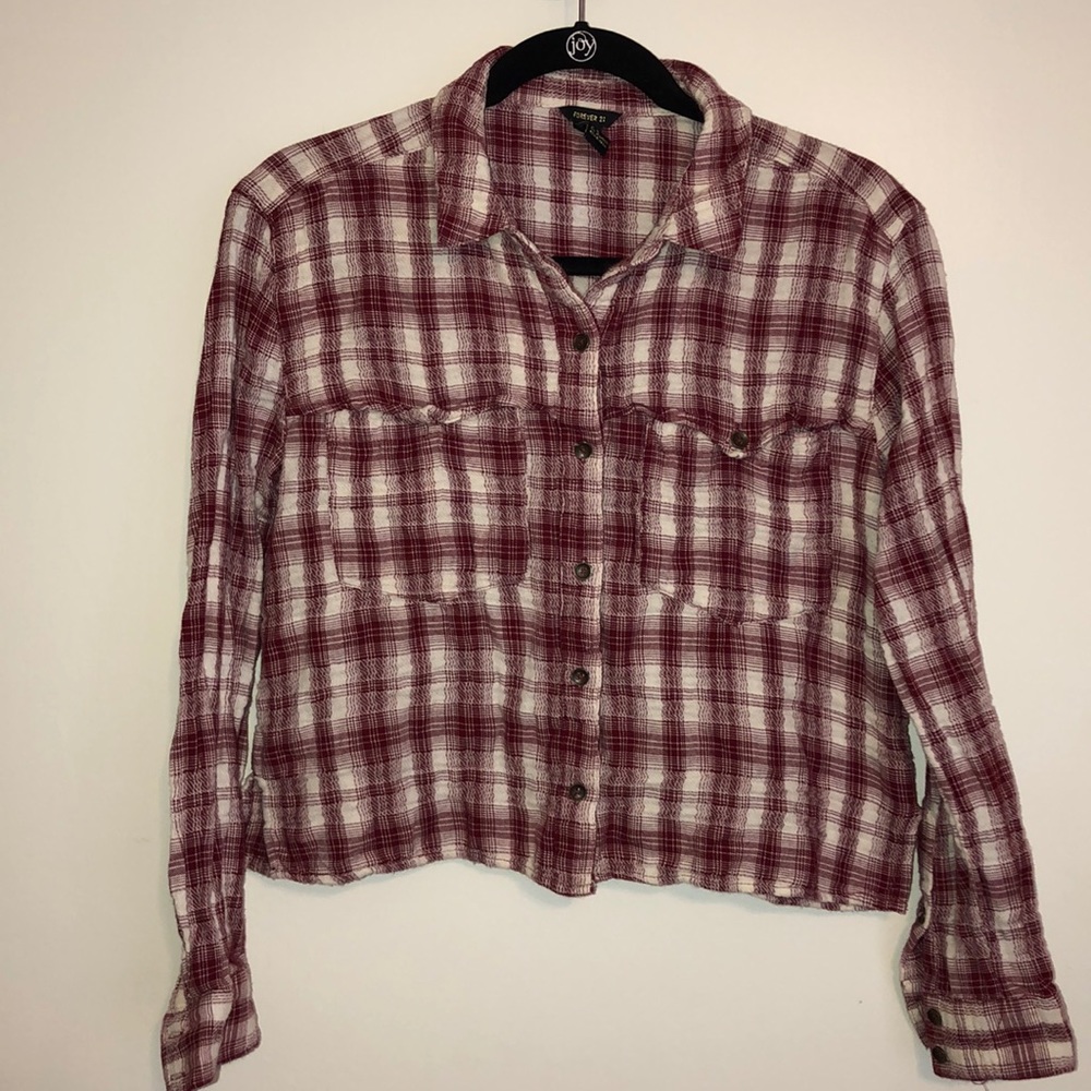 F21 - FREE W/PURCHASE!!! Cropped Red&White Flannel